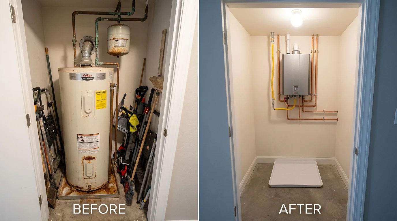 Tank water heater versus wall-mounted tankless unit comparison for Duluth, GA homeowners