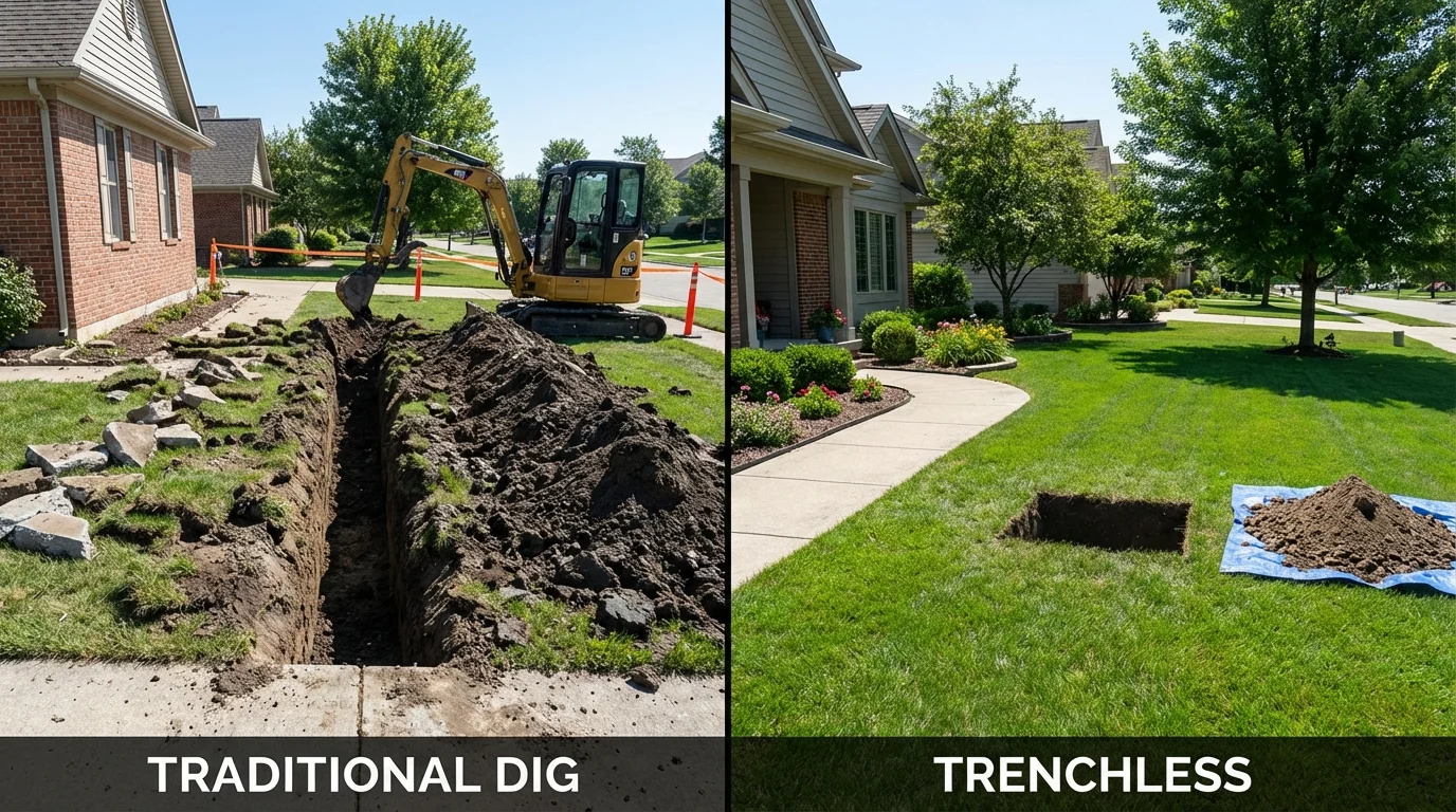 Trenchless sewer repair with minimal yard damage versus traditional excavation in Duluth, GA